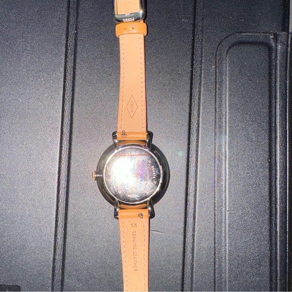 Fossil Watch with navy blue face and cognac leather band - Picture 2 of 2